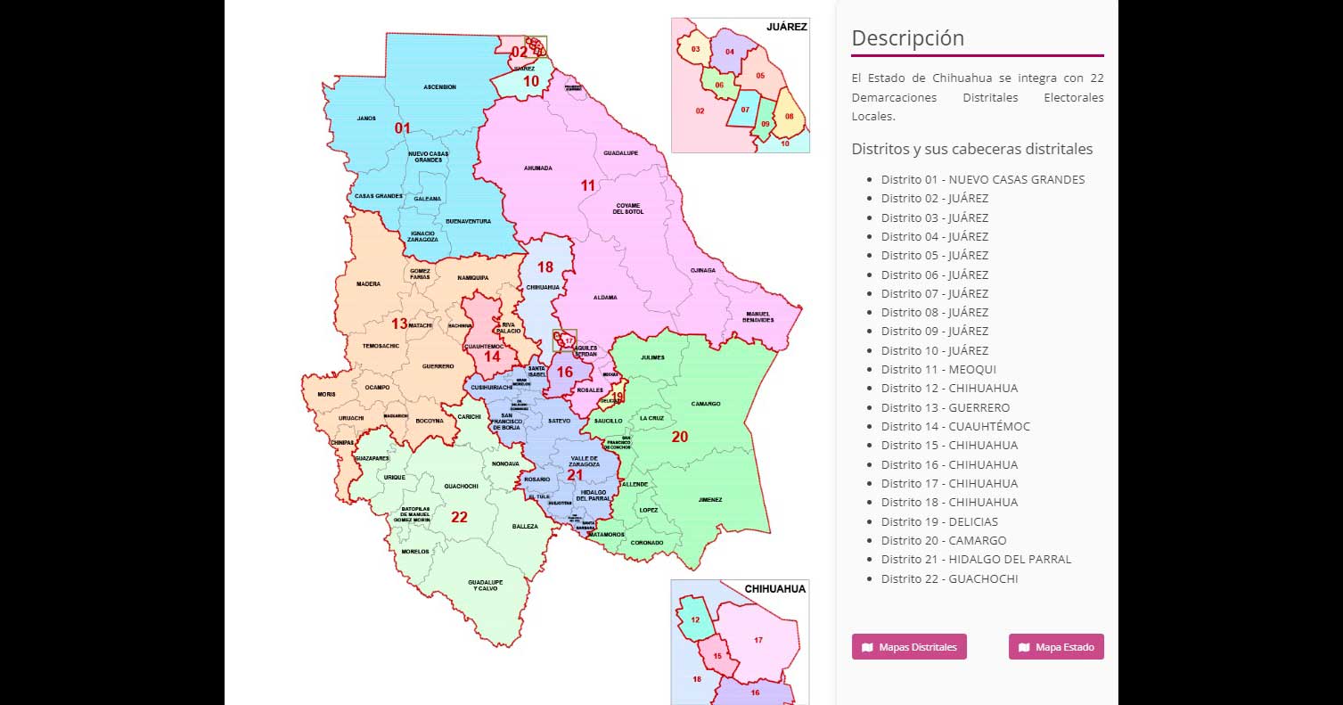 Consulta la cartografía de distritos electorales en Chihuahua Norte