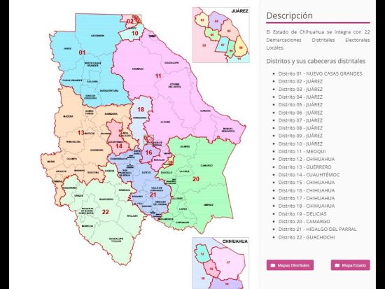 Consulta la cartografía de distritos electorales en Chihuahua Norte